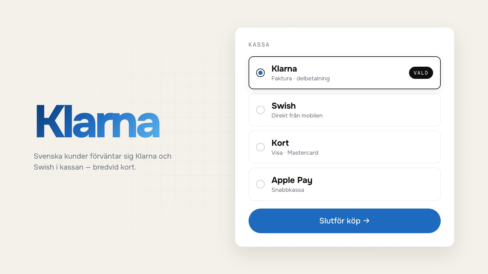 Shopify och Klarna: så tar du betalt smidigt i Sverige