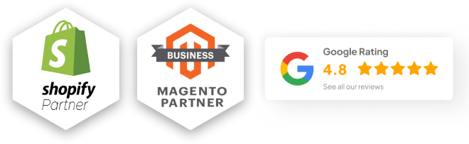 Shopify Partner · Magento Business Partner · Google Rating 4,8